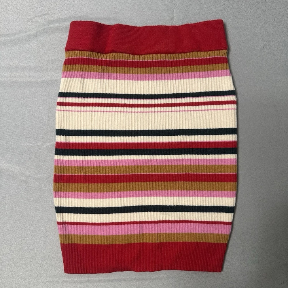 Honey Punch Striped Bandage Skirt M Gold Pink White‎ February Feminine Ribbed